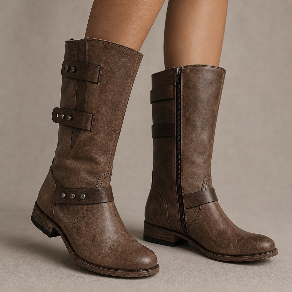 Spirit Lucchese Boots Womens 11M Brown Leather Buckle Studded Equestrian Riding